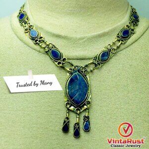 Tribal Light Weight Pendant Necklace, Boho Ethnic Stone Necklaces